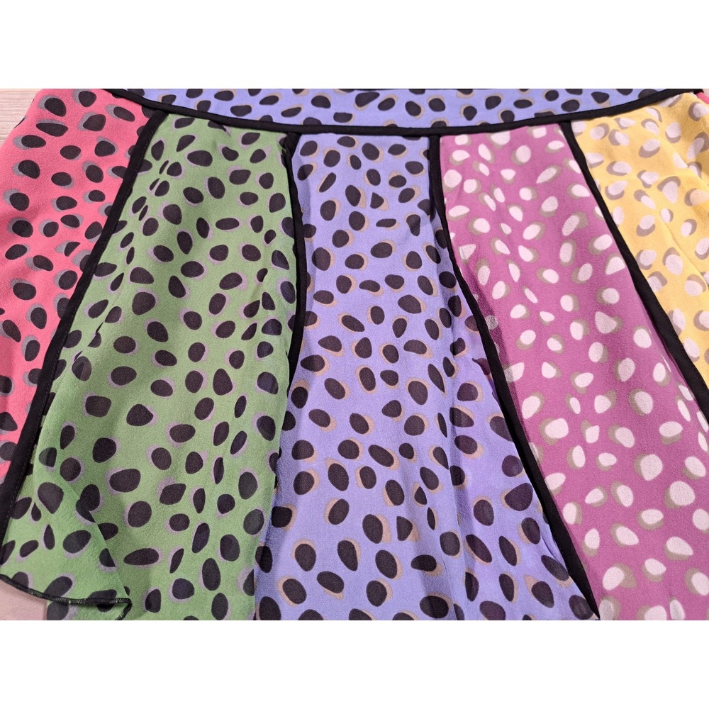 Forever 21 Collection Silk Colorblock Polka Dot Mini Skirt Womens 8 Multi-Color - Picture 3 of 8